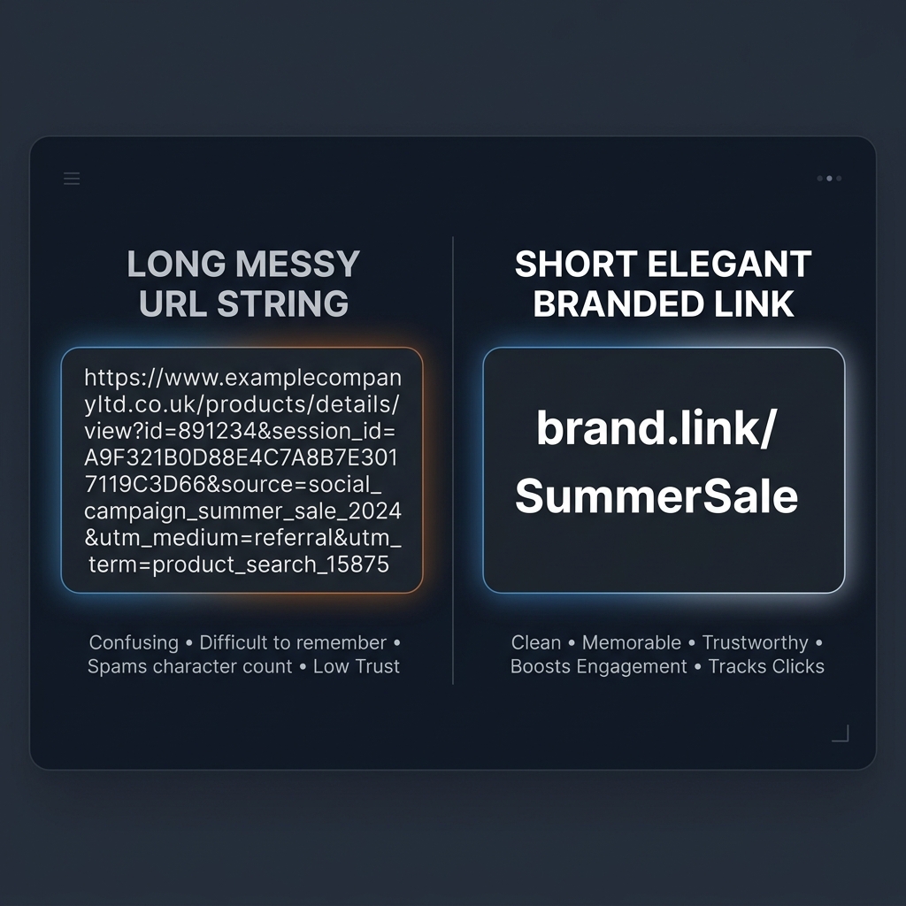 AI-generated realistic and professional blog cover illustration for 'Short Links vs Long Links: Which One Should You Use?'