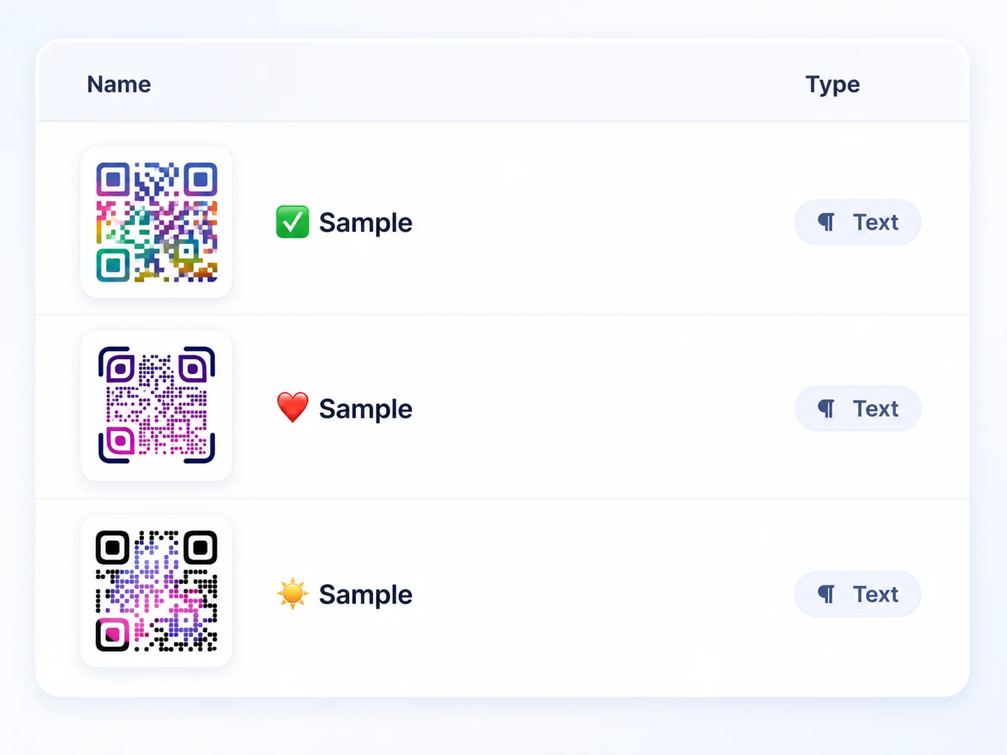 Screenshot of the app QR code system page