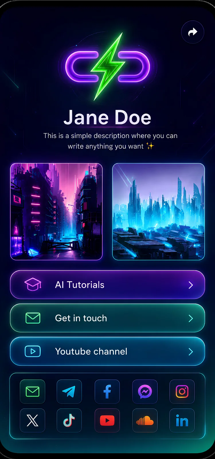 Screenshot of biolink page examples