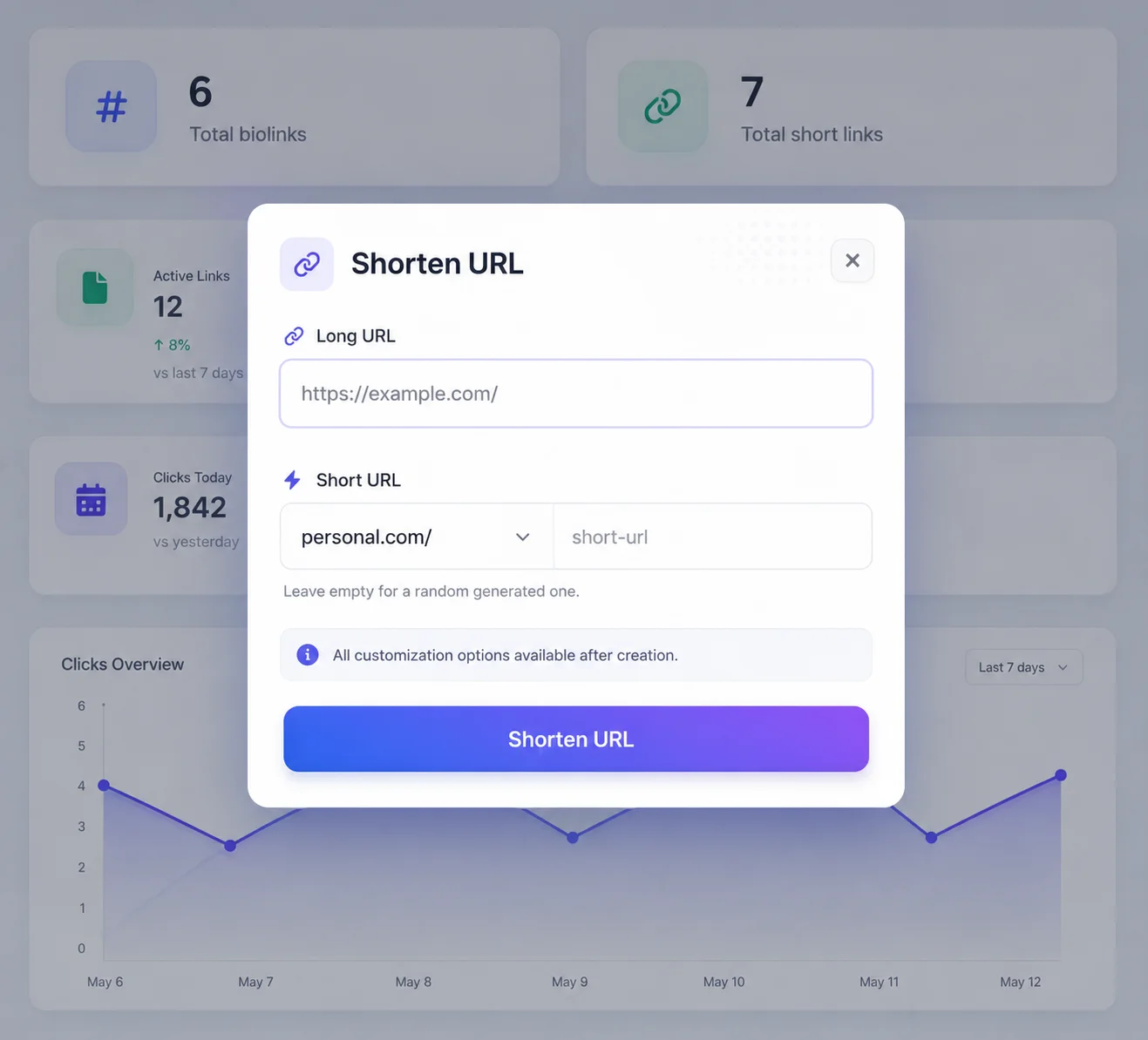 Screenshot of the app short URL editing page